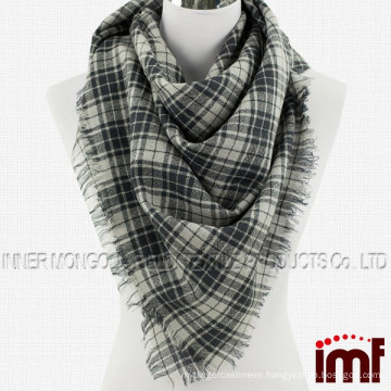 White Black Scarf Check Scarf Plaid Scarf Square Scarf Tassel Scarf